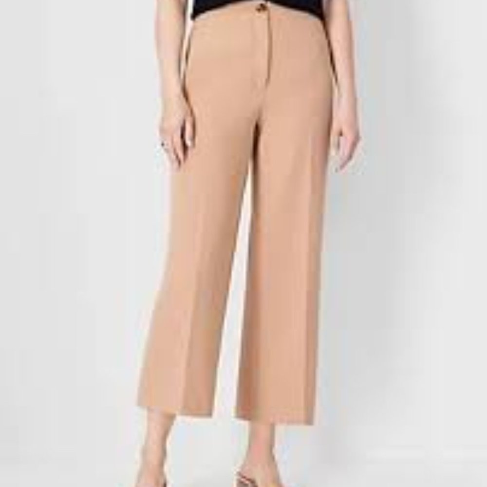 Ann Taylor The Kate Wide Leg Crop Pant Color: Cafe Au Lait